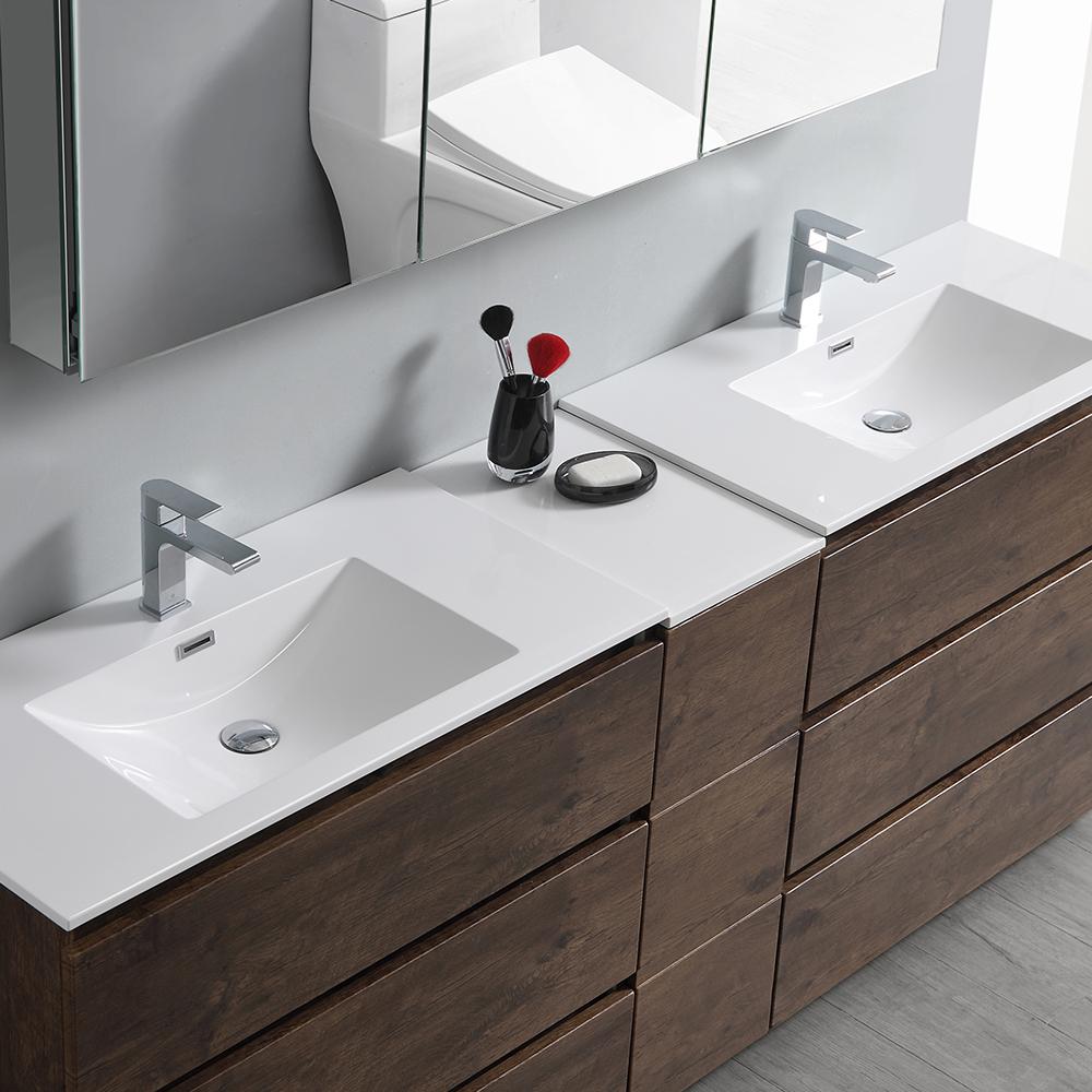 Fresca Lazzaro 84" Free Standing Double Sink Modern Bathroom Vanity w/ Medicine Cabinet Vanity Fresca 