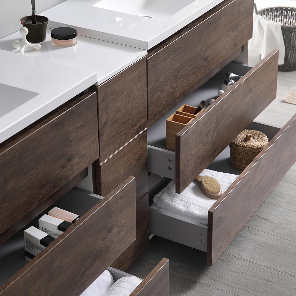Fresca Lazzaro 84" Free Standing Double Sink Modern Bathroom Vanity w/ Medicine Cabinet Vanity Fresca 