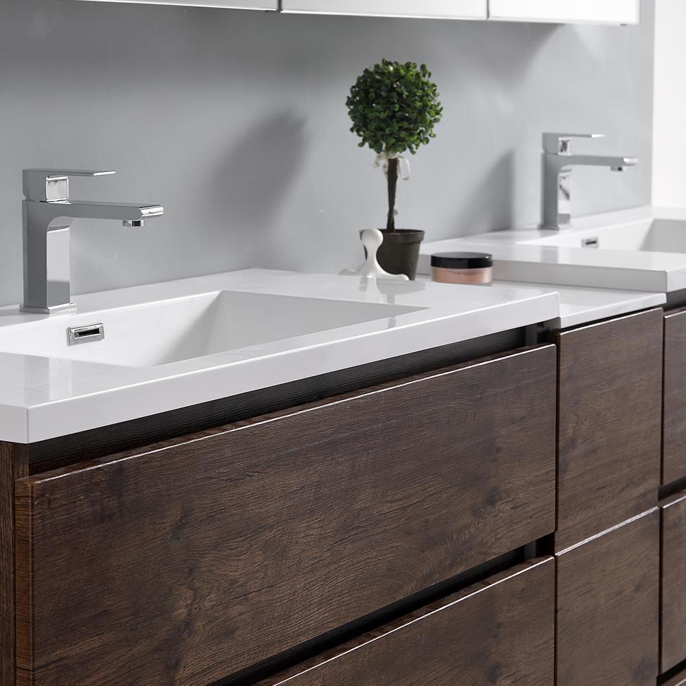 Fresca Lazzaro 84" Free Standing Double Sink Modern Bathroom Vanity w/ Medicine Cabinet Vanity Fresca 