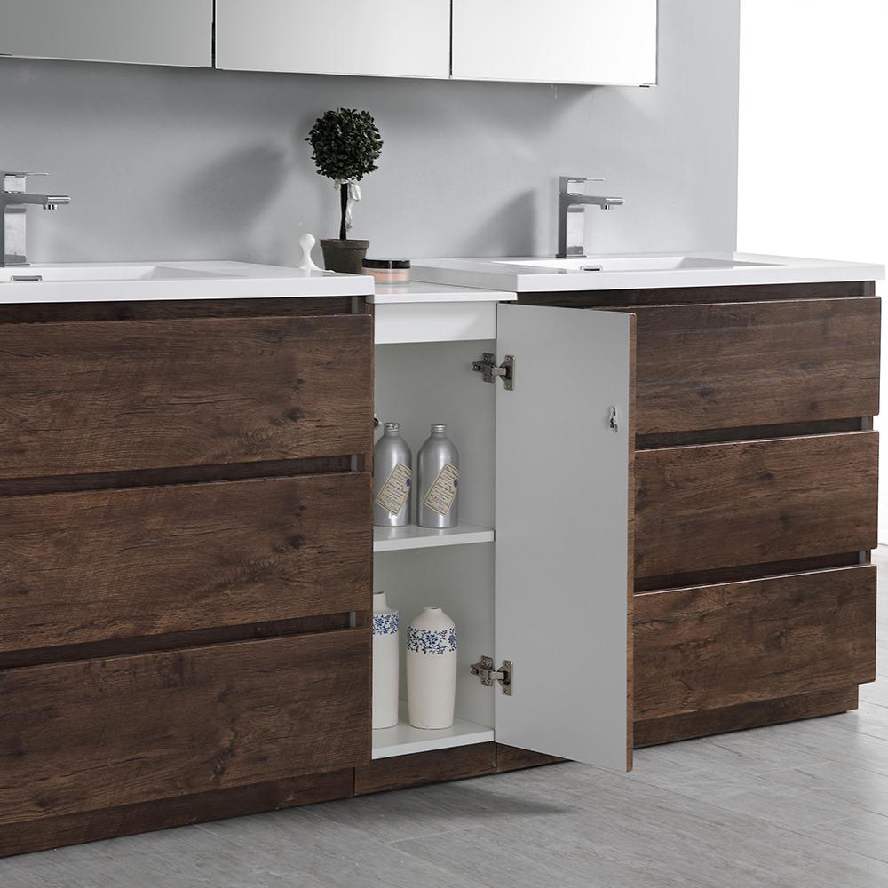 Fresca Lazzaro 84" Free Standing Double Sink Modern Bathroom Vanity w/ Medicine Cabinet Vanity Fresca 
