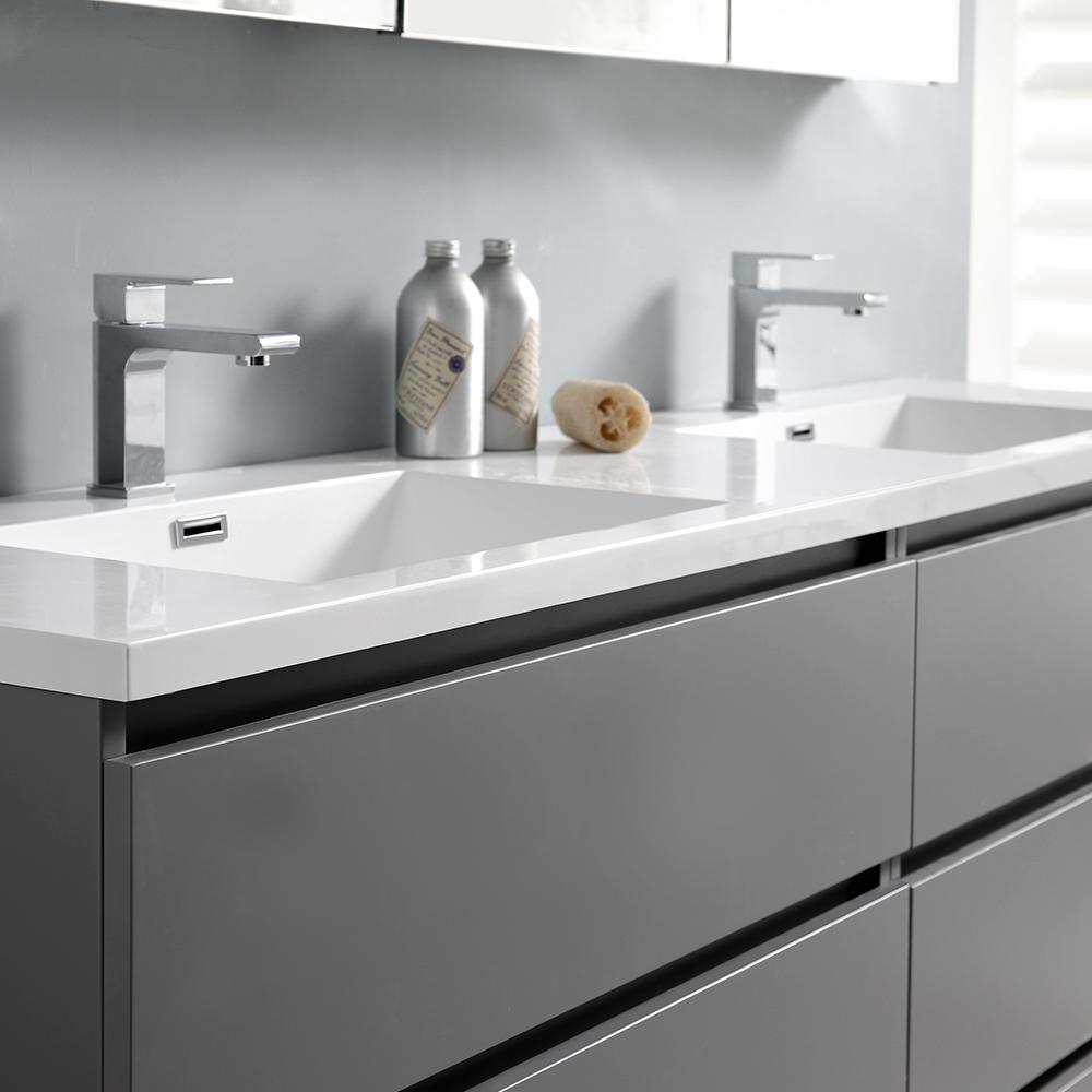 Fresca Lazzaro 72" Free Standing Double Sink Modern Bathroom Vanity w/ Medicine Cabinet Vanity Fresca 