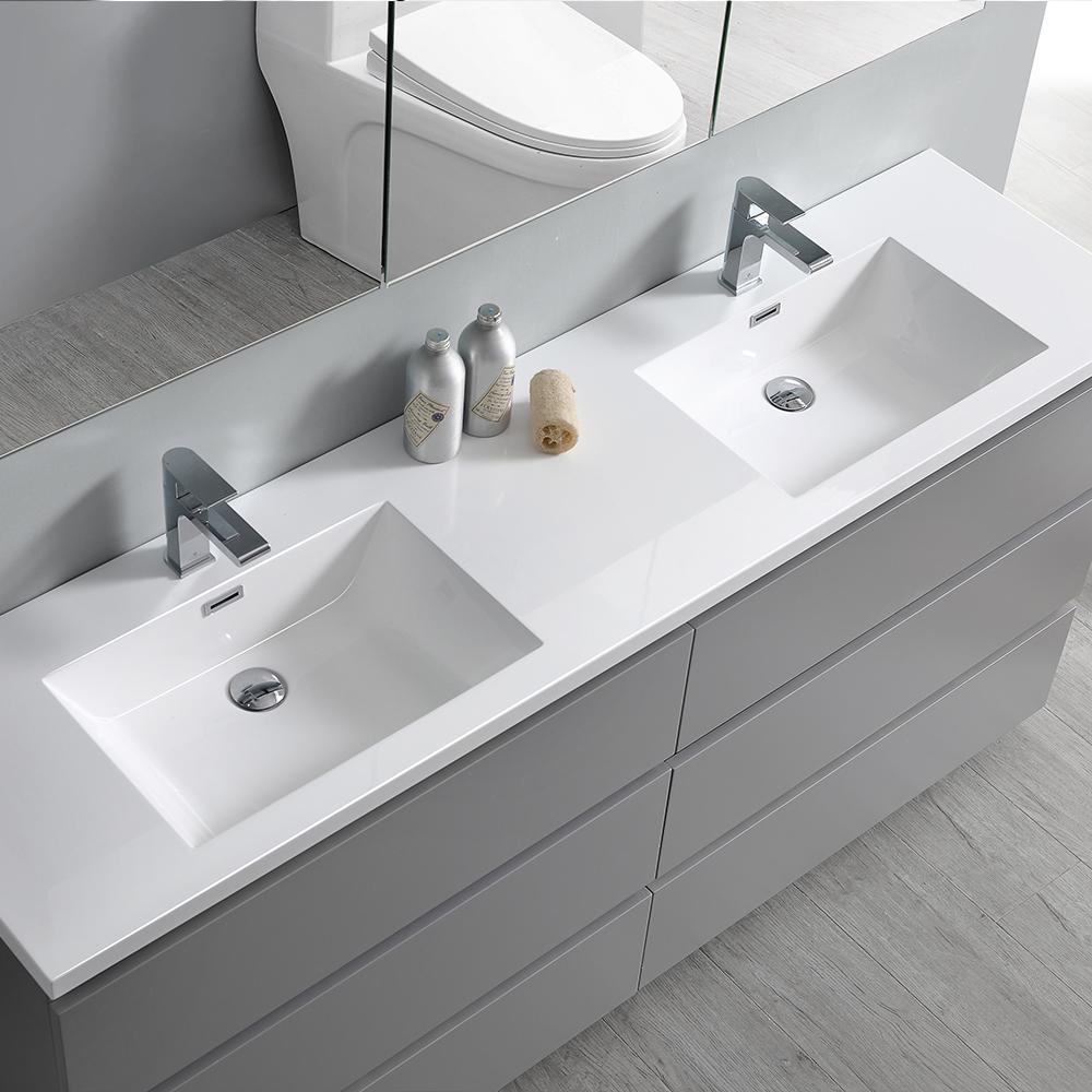 Fresca Lazzaro 72" Free Standing Double Sink Modern Bathroom Vanity w/ Medicine Cabinet Vanity Fresca 