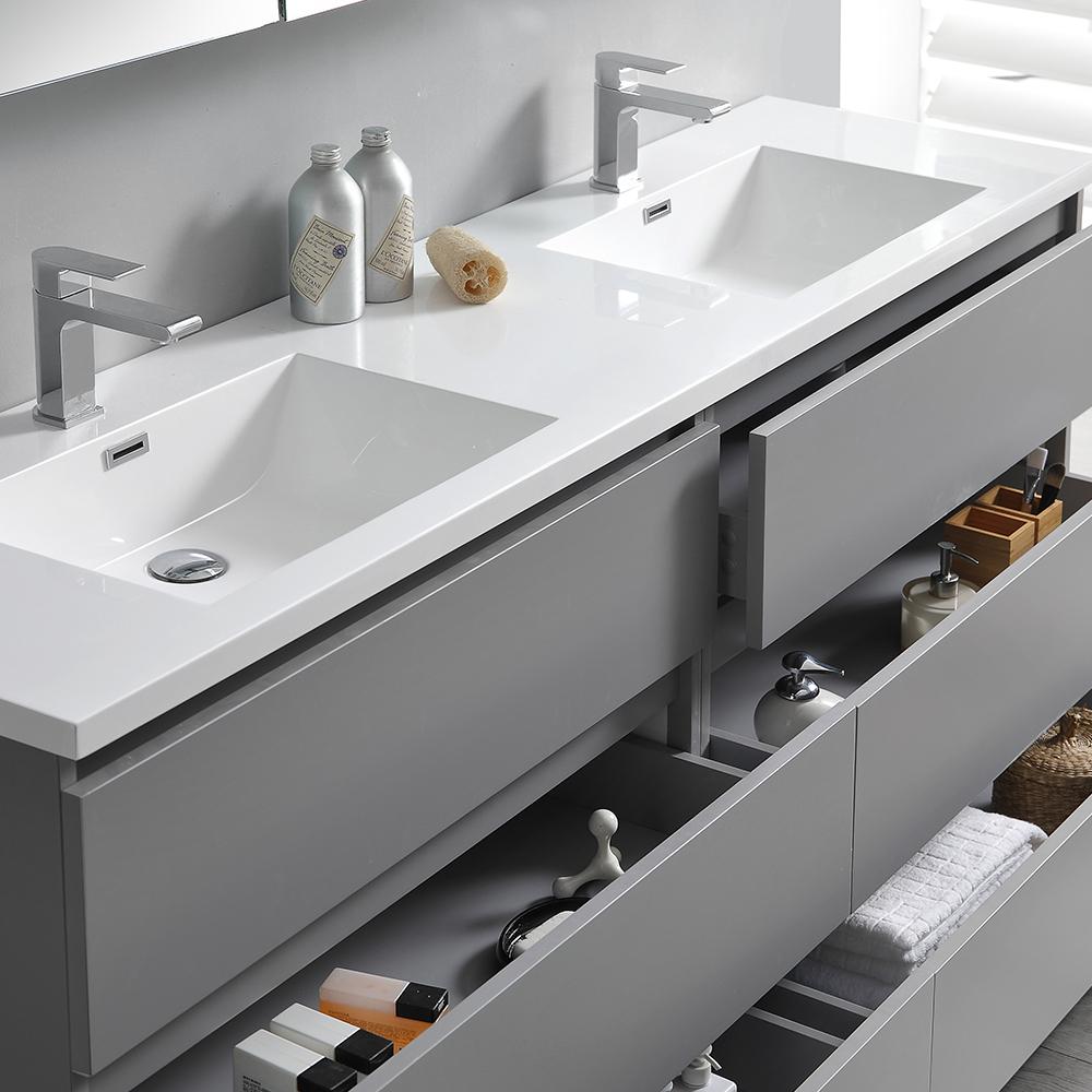 Fresca Lazzaro 72" Free Standing Double Sink Modern Bathroom Vanity w/ Medicine Cabinet Vanity Fresca 