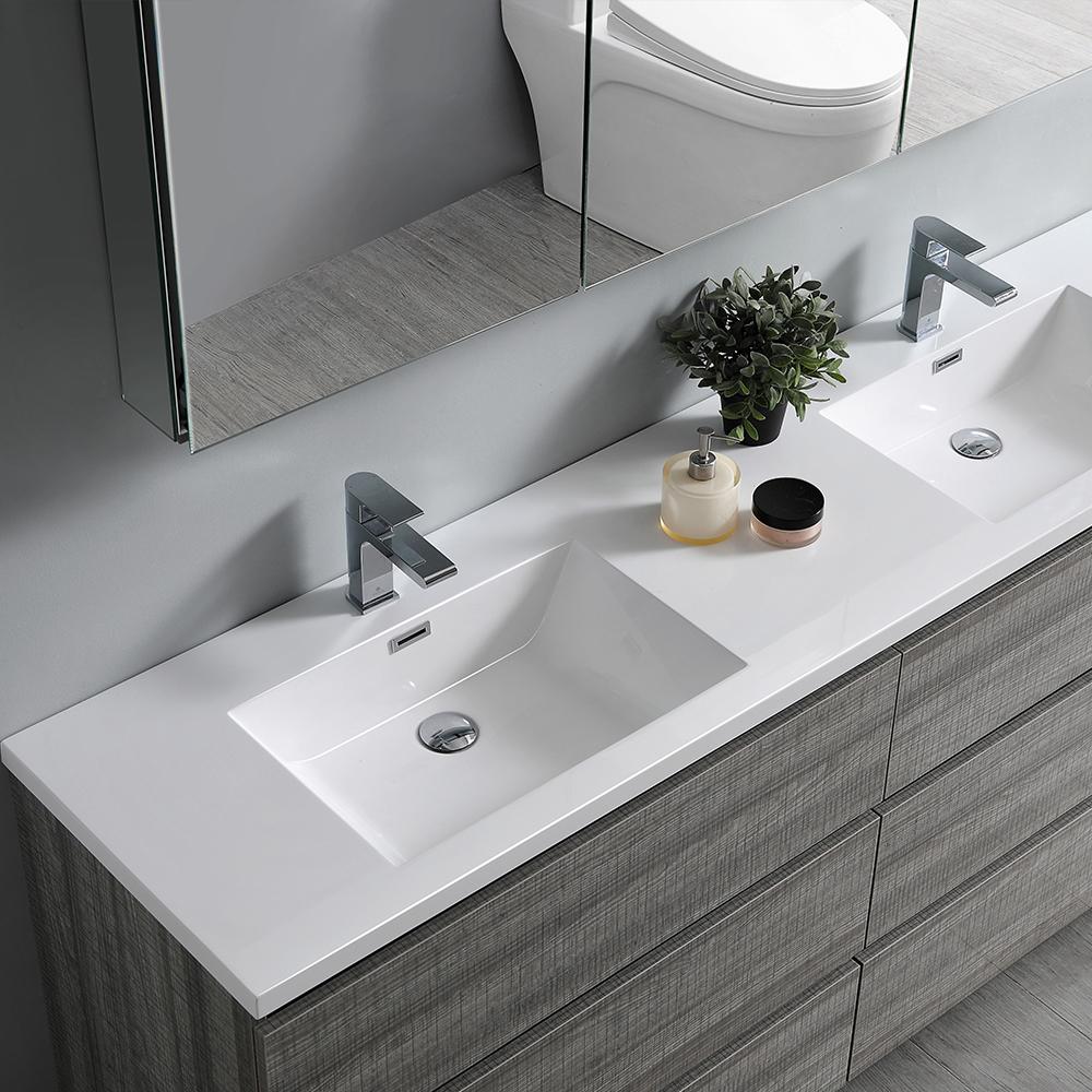 Fresca Lazzaro 72" Free Standing Double Sink Modern Bathroom Vanity w/ Medicine Cabinet Vanity Fresca 