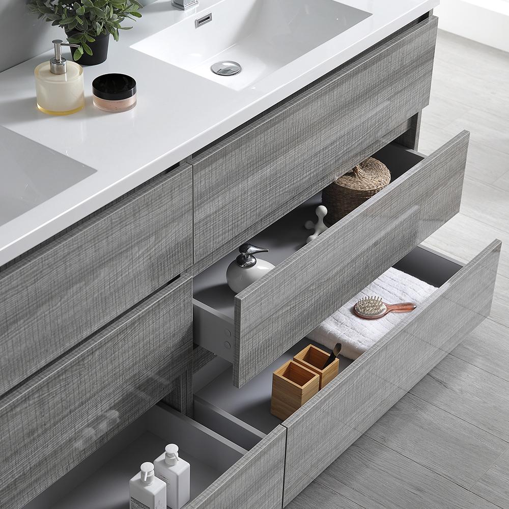 Fresca Lazzaro 72" Free Standing Double Sink Modern Bathroom Vanity w/ Medicine Cabinet Vanity Fresca 