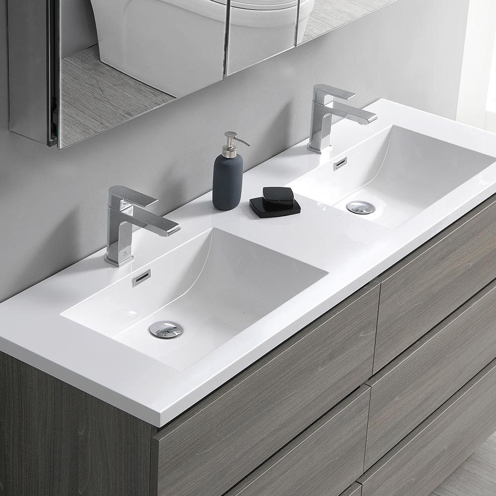 Fresca Lazzaro 72" Free Standing Double Sink Modern Bathroom Vanity w/ Medicine Cabinet Vanity Fresca 