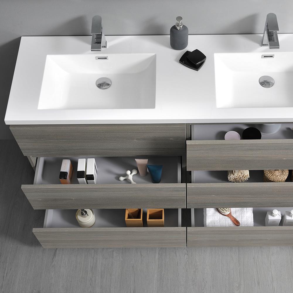 Fresca Lazzaro 72" Free Standing Double Sink Modern Bathroom Vanity w/ Medicine Cabinet Vanity Fresca 