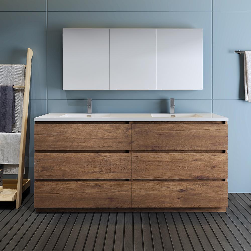 Fresca Lazzaro 72" Free Standing Double Sink Modern Bathroom Vanity w/ Medicine Cabinet Vanity Fresca 