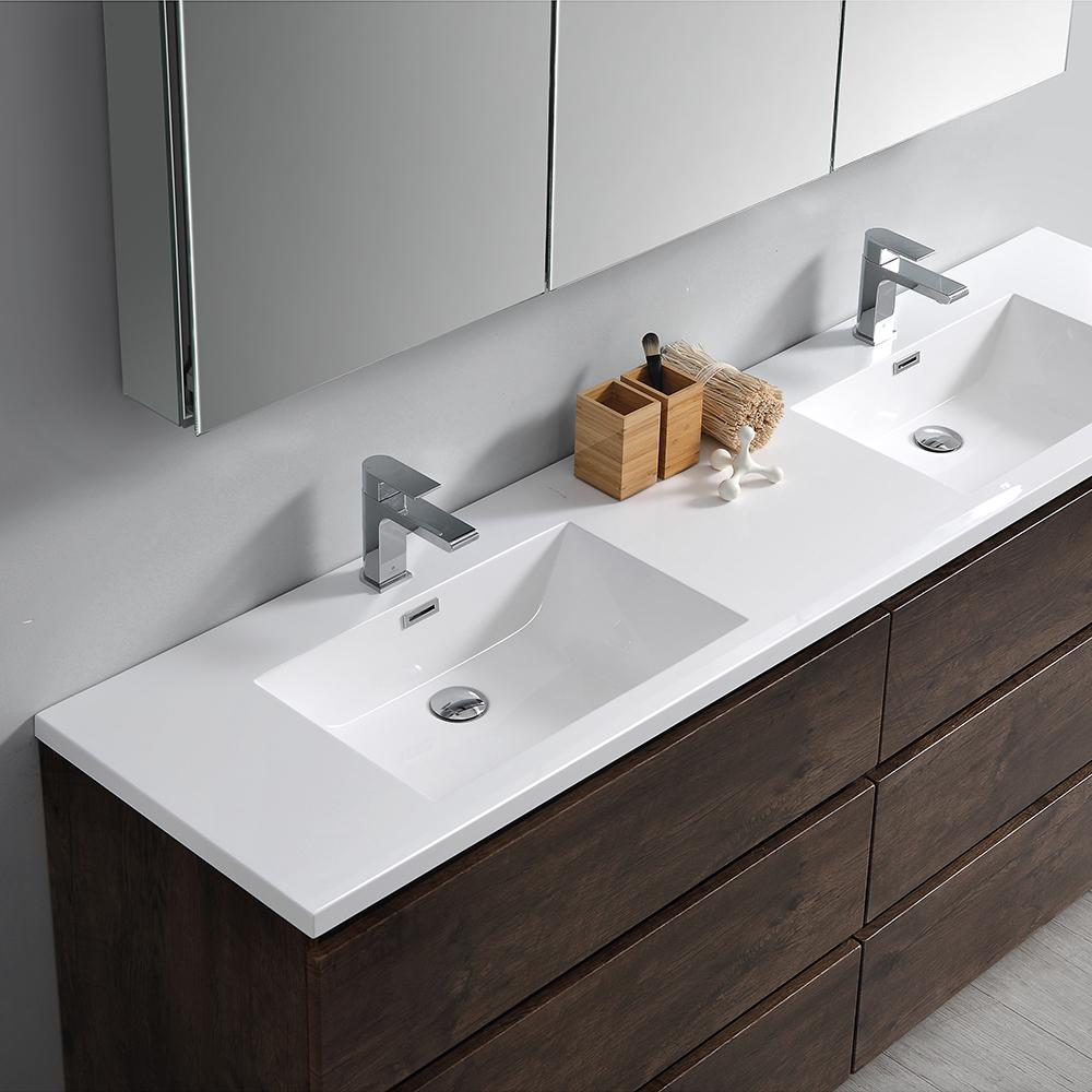 Fresca Lazzaro 72" Free Standing Double Sink Modern Bathroom Vanity w/ Medicine Cabinet Vanity Fresca 