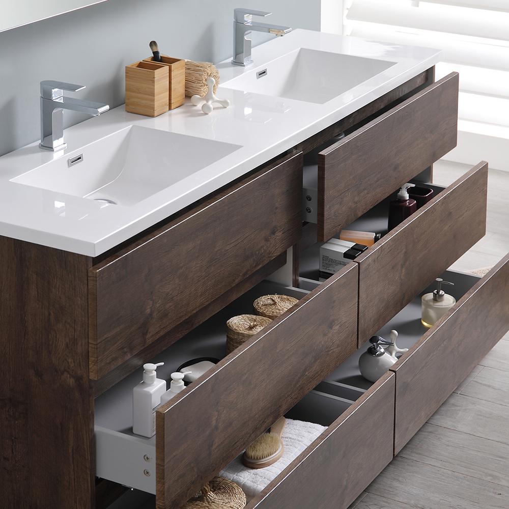 Fresca Lazzaro 72" Free Standing Double Sink Modern Bathroom Vanity w/ Medicine Cabinet Vanity Fresca 