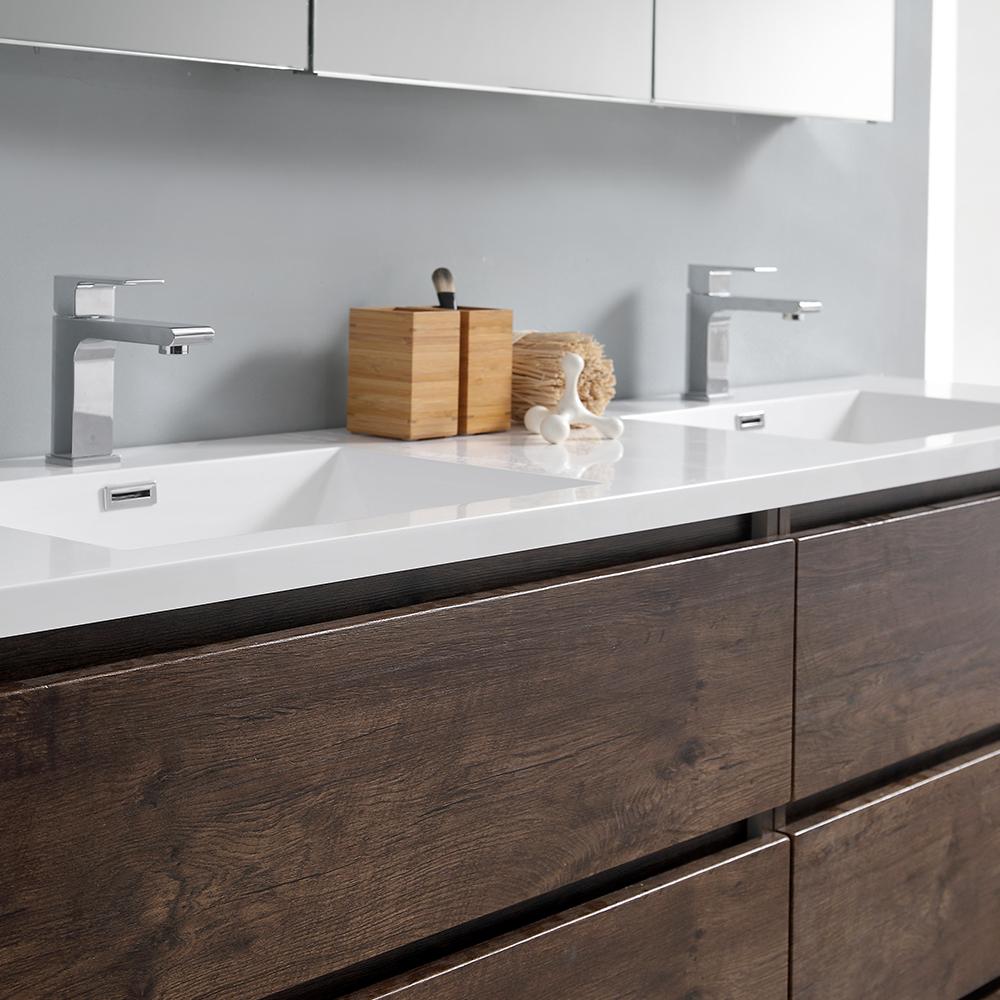 Fresca Lazzaro 72" Free Standing Double Sink Modern Bathroom Vanity w/ Medicine Cabinet Vanity Fresca 