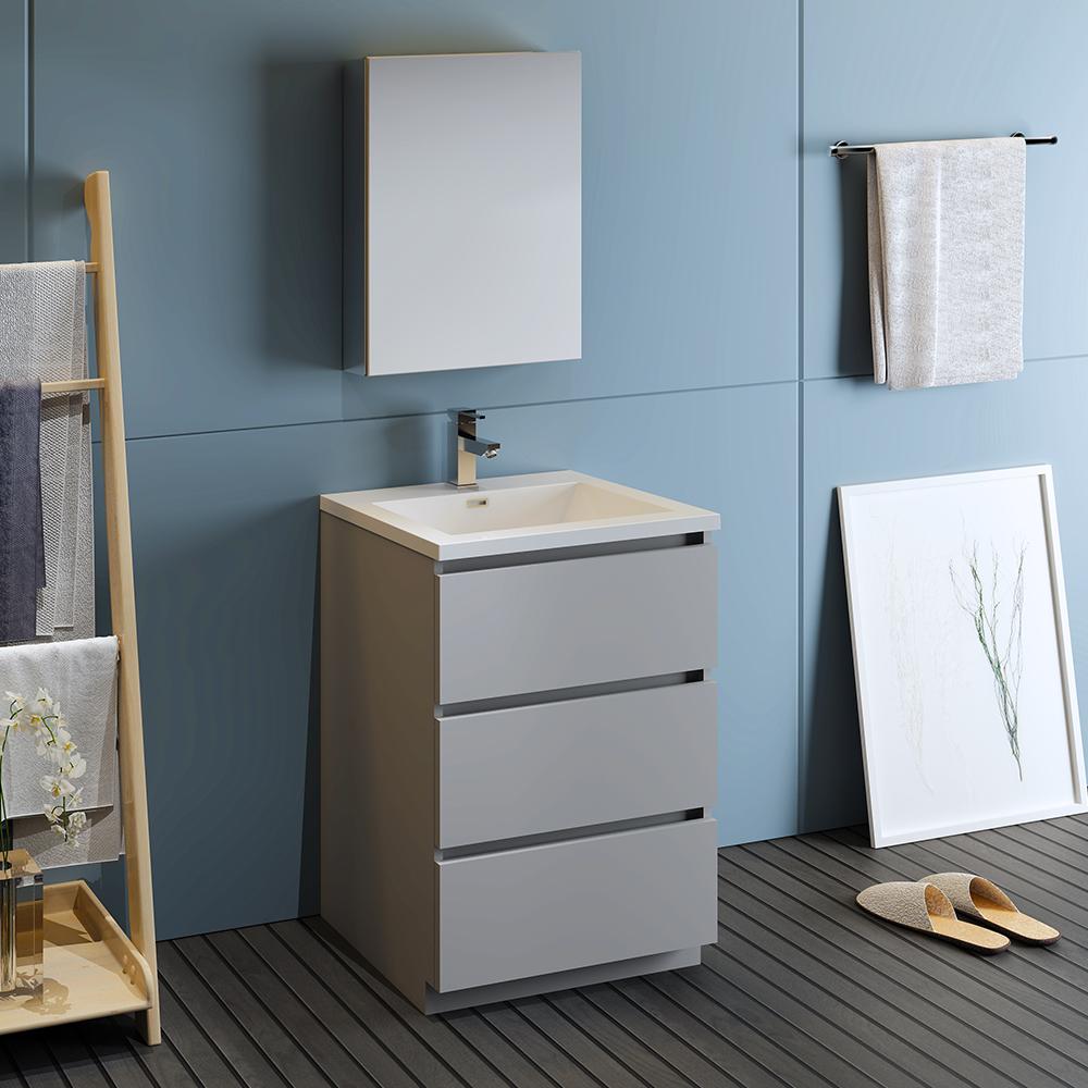 Fresca Lazzaro 24" Free Standing Modern Bathroom Vanity w/ Medicine Cabinet Vanity Fresca 