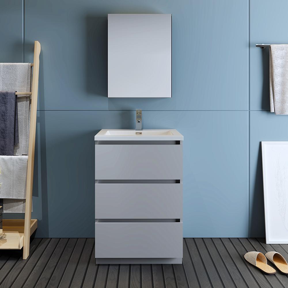 Fresca Lazzaro 24" Free Standing Modern Bathroom Vanity w/ Medicine Cabinet Vanity Fresca 