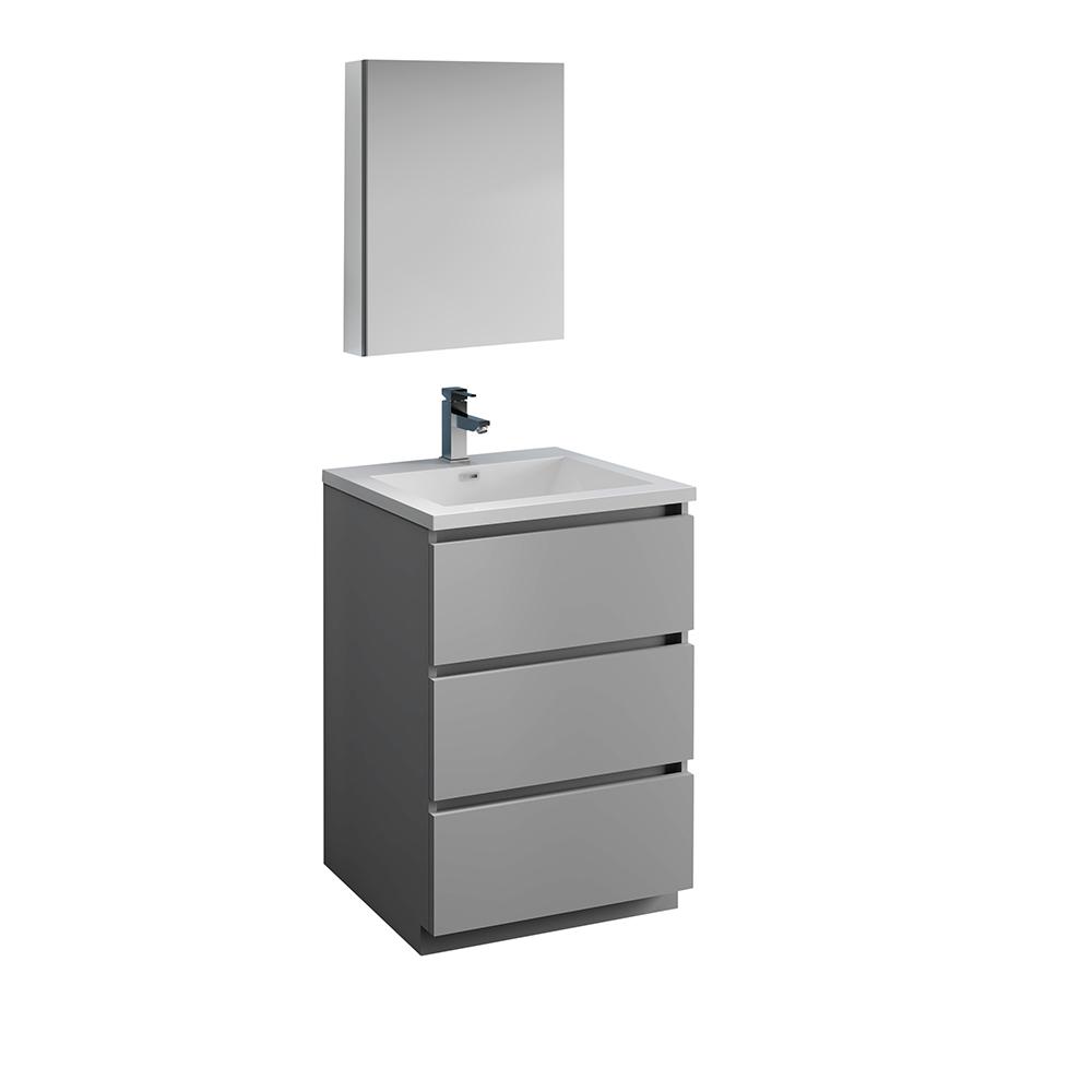 Fresca Lazzaro 24" Free Standing Modern Bathroom Vanity w/ Medicine Cabinet Vanity Fresca Gray 