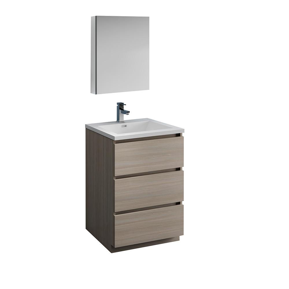 Fresca Lazzaro 24" Free Standing Modern Bathroom Vanity w/ Medicine Cabinet Vanity Fresca Gray Wood 