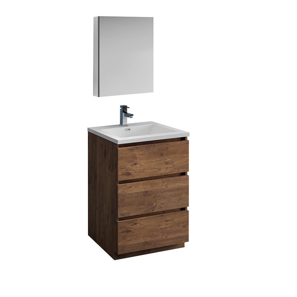 Fresca Lazzaro 24" Free Standing Modern Bathroom Vanity w/ Medicine Cabinet Vanity Fresca Rosewood 