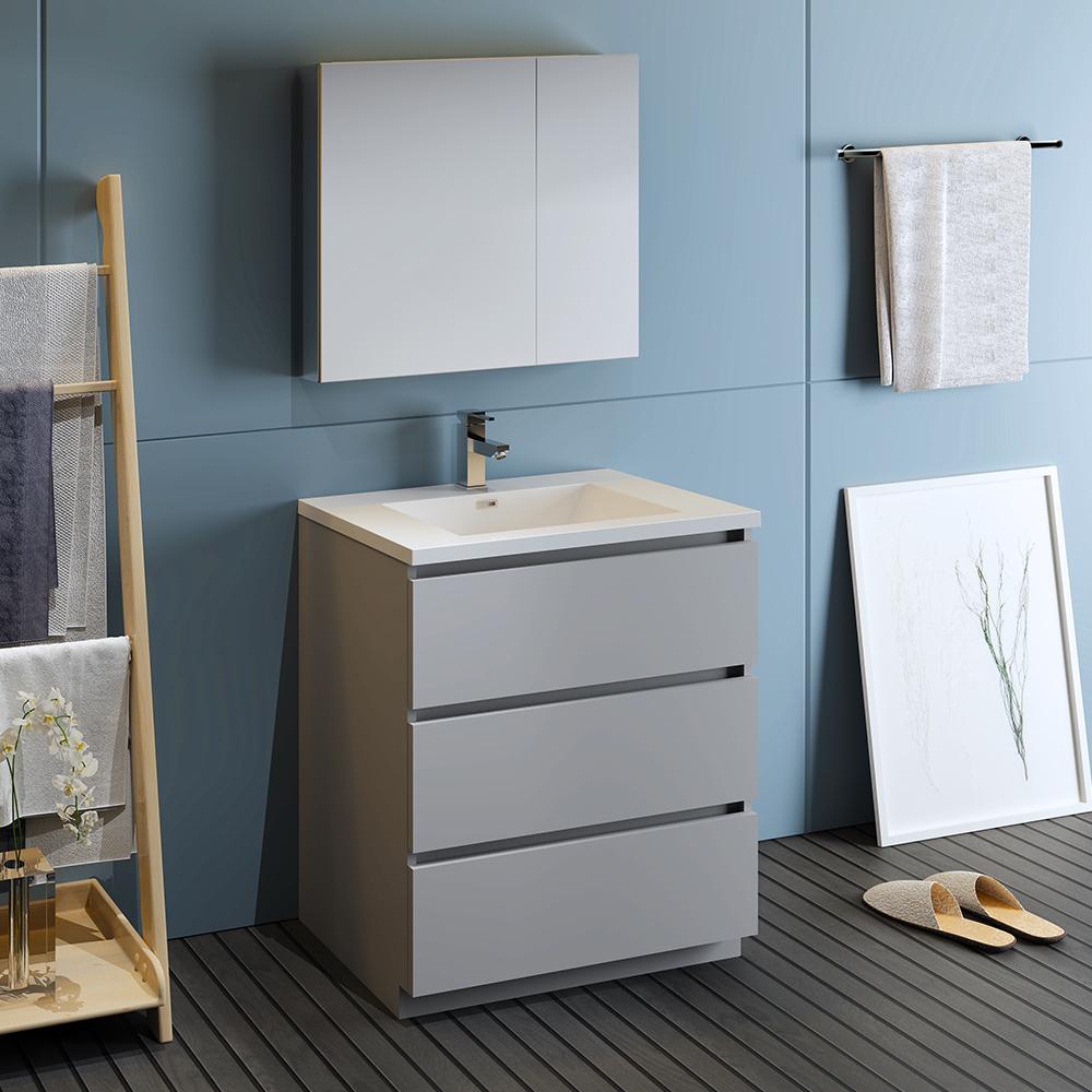 Fresca Lazzaro 30" Free Standing Modern Bathroom Vanity w/ Medicine Cabinet Vanity Fresca 