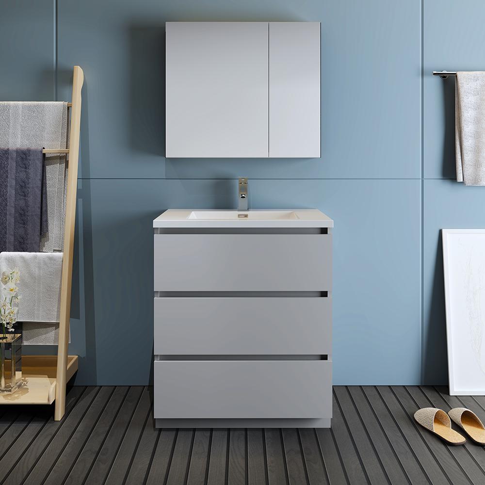 Fresca Lazzaro 30" Free Standing Modern Bathroom Vanity w/ Medicine Cabinet Vanity Fresca 