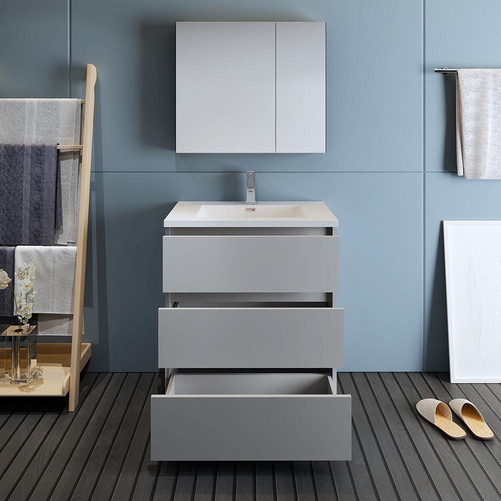Fresca Lazzaro 30" Free Standing Modern Bathroom Vanity w/ Medicine Cabinet Vanity Fresca 