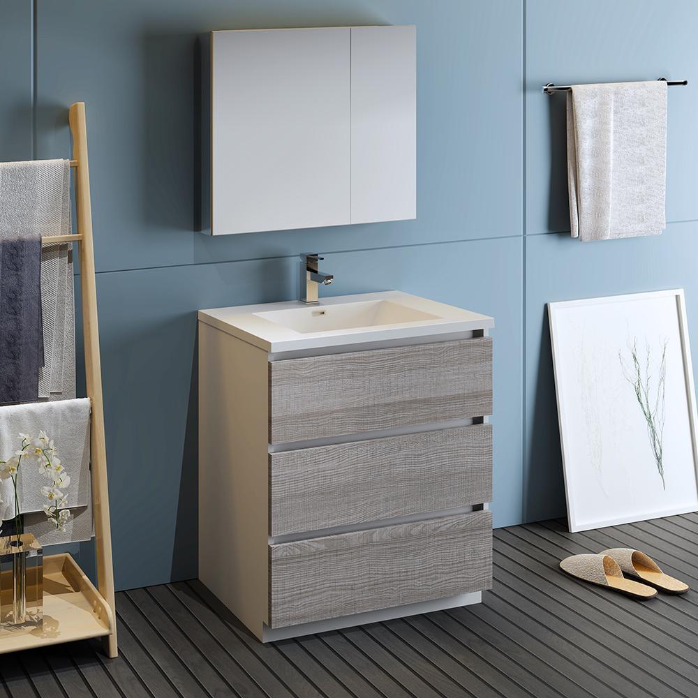 Fresca Lazzaro 30" Free Standing Modern Bathroom Vanity w/ Medicine Cabinet Vanity Fresca 