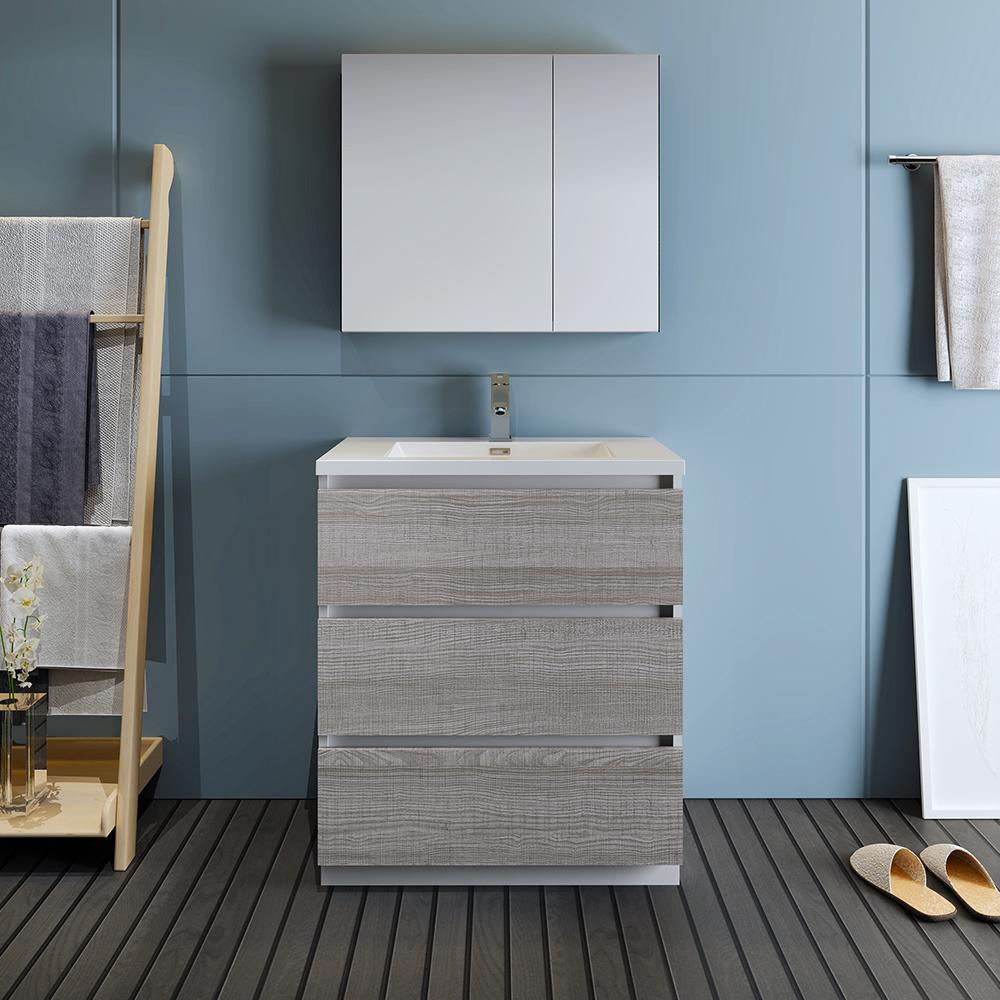Fresca Lazzaro 30" Free Standing Modern Bathroom Vanity w/ Medicine Cabinet Vanity Fresca 