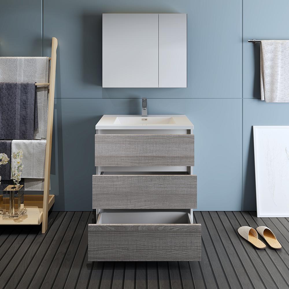 Fresca Lazzaro 30" Free Standing Modern Bathroom Vanity w/ Medicine Cabinet Vanity Fresca 