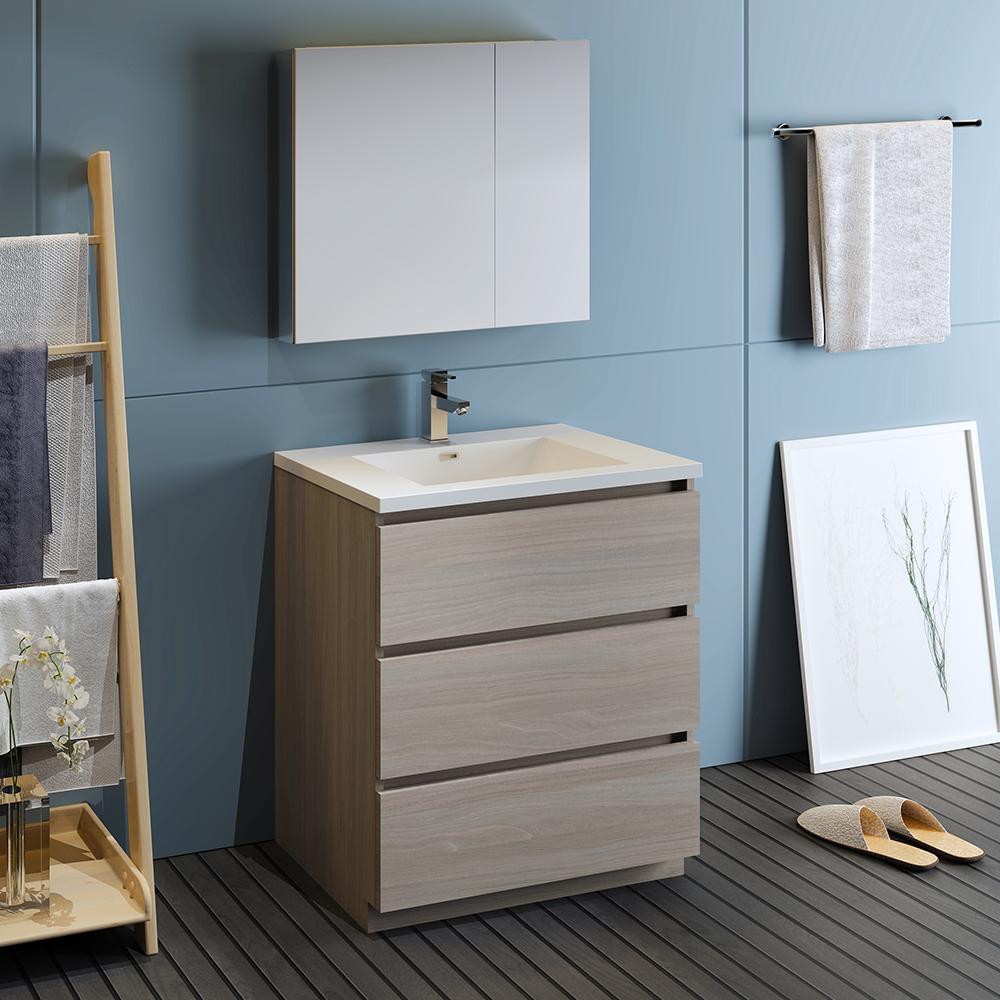 Fresca Lazzaro 30" Free Standing Modern Bathroom Vanity w/ Medicine Cabinet Vanity Fresca 