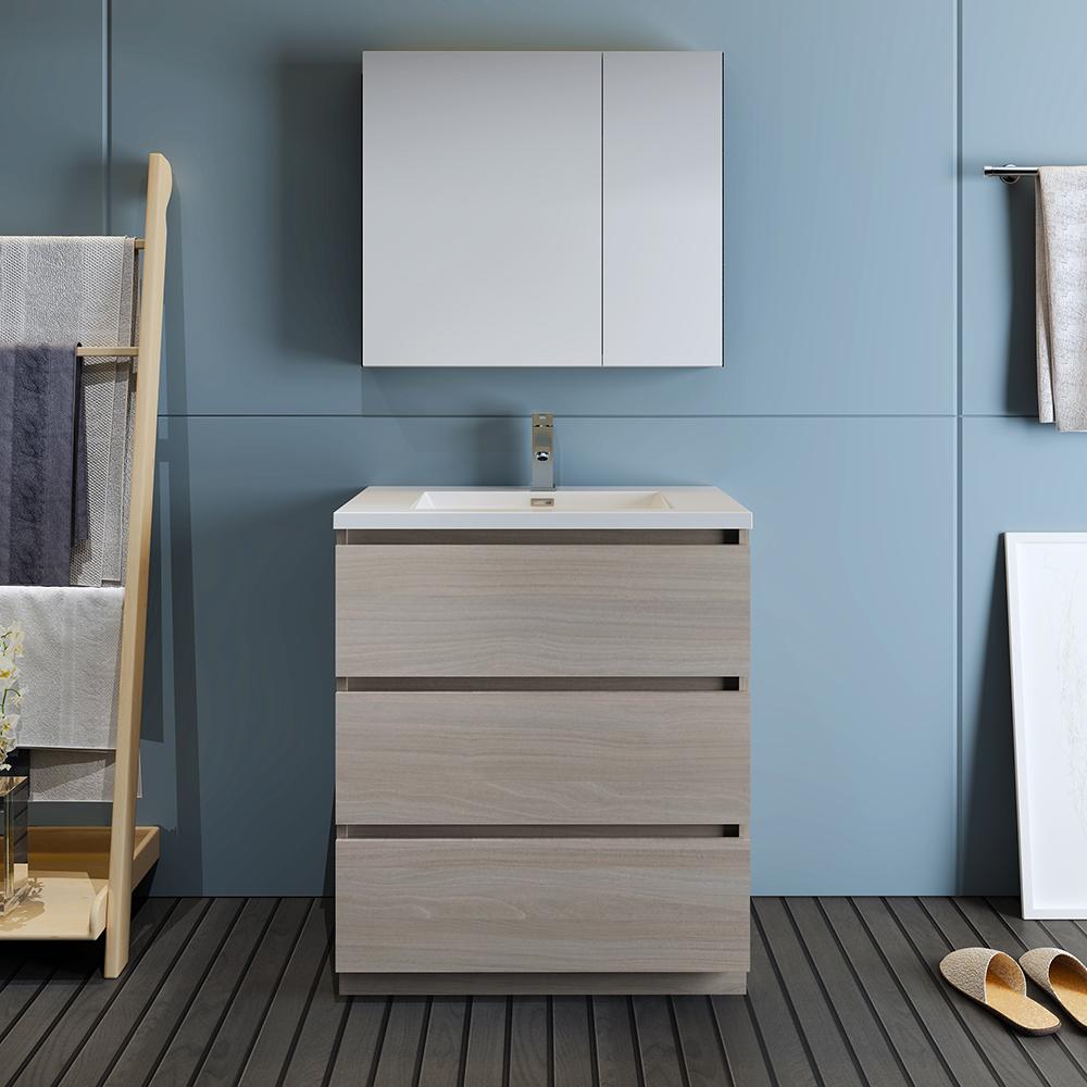 Fresca Lazzaro 30" Free Standing Modern Bathroom Vanity w/ Medicine Cabinet Vanity Fresca 