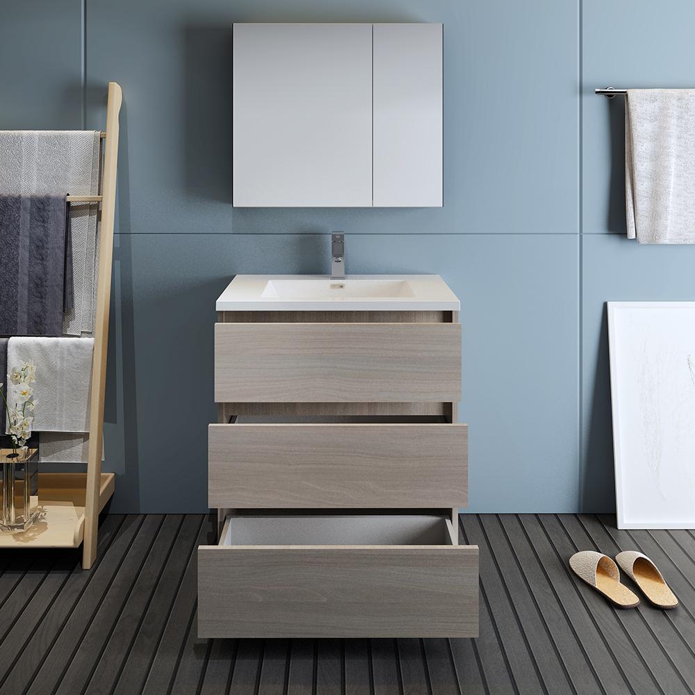 Fresca Lazzaro 30" Free Standing Modern Bathroom Vanity w/ Medicine Cabinet Vanity Fresca 