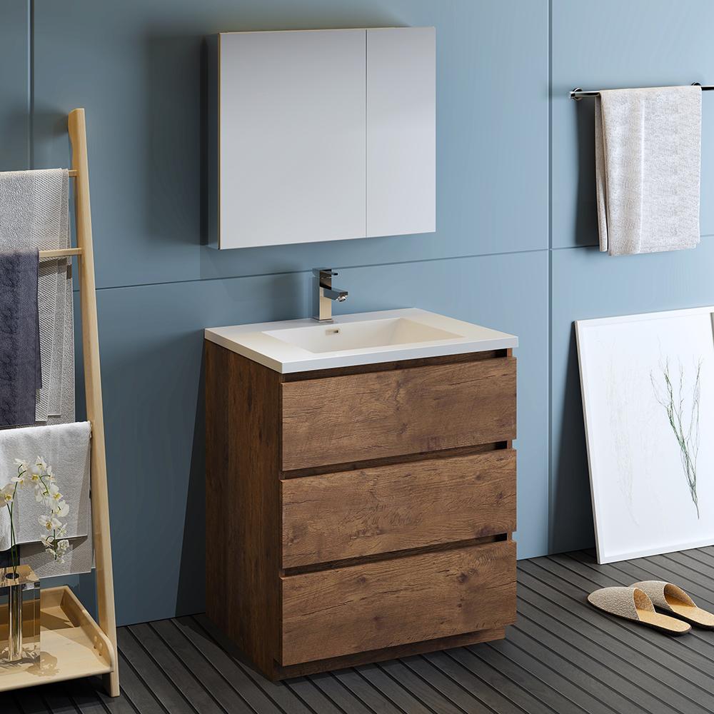 Fresca Lazzaro 30" Free Standing Modern Bathroom Vanity w/ Medicine Cabinet Vanity Fresca 