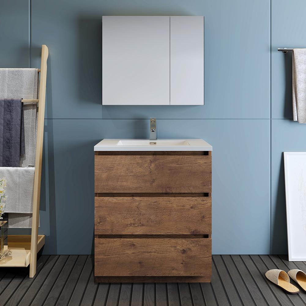 Fresca Lazzaro 30" Free Standing Modern Bathroom Vanity w/ Medicine Cabinet Vanity Fresca 