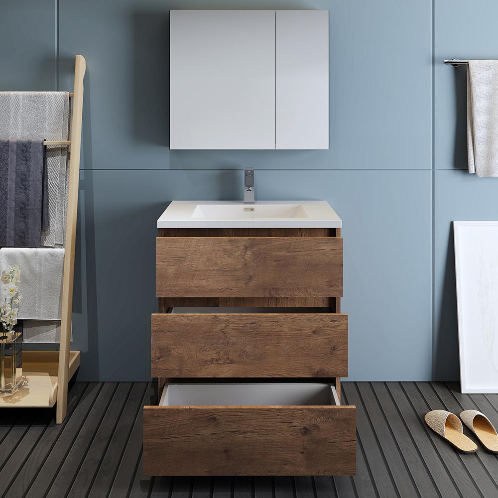 Fresca Lazzaro 30" Free Standing Modern Bathroom Vanity w/ Medicine Cabinet Vanity Fresca 