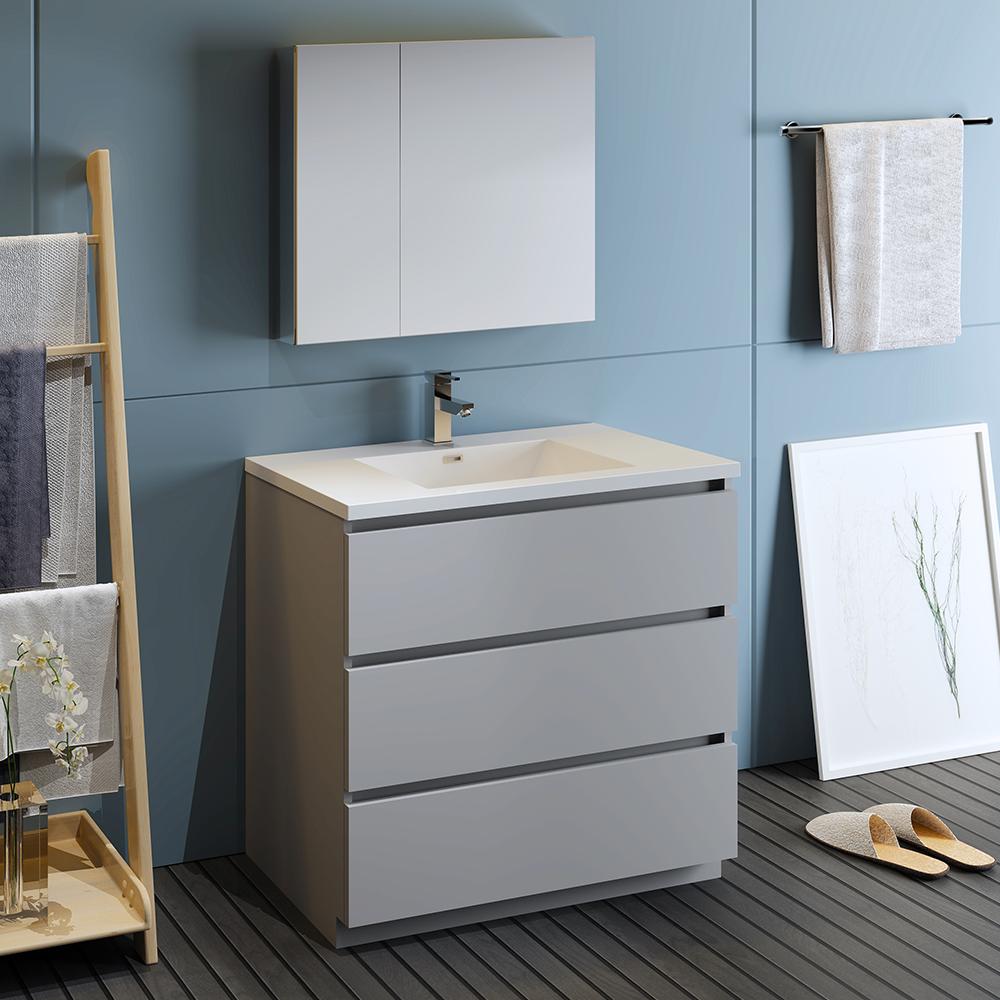 Fresca Lazzaro 36" Free Standing Modern Bathroom Vanity w/ Medicine Cabinet Vanity Fresca 