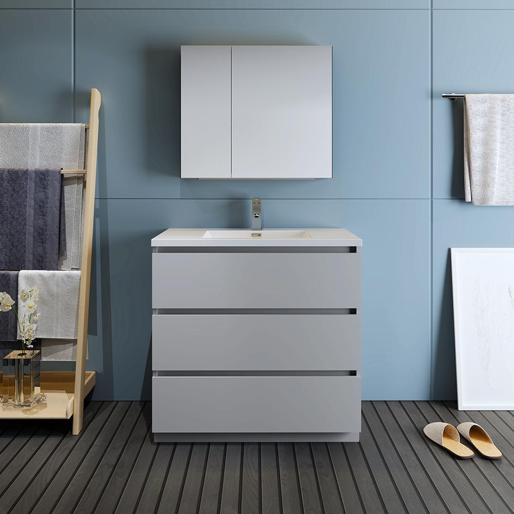 Fresca Lazzaro 36" Free Standing Modern Bathroom Vanity w/ Medicine Cabinet Vanity Fresca 
