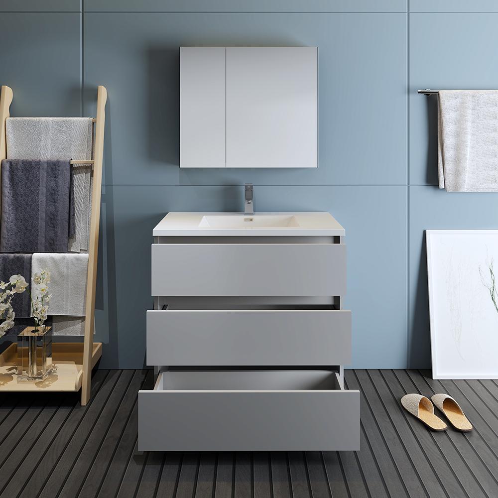 Fresca Lazzaro 36" Free Standing Modern Bathroom Vanity w/ Medicine Cabinet Vanity Fresca 