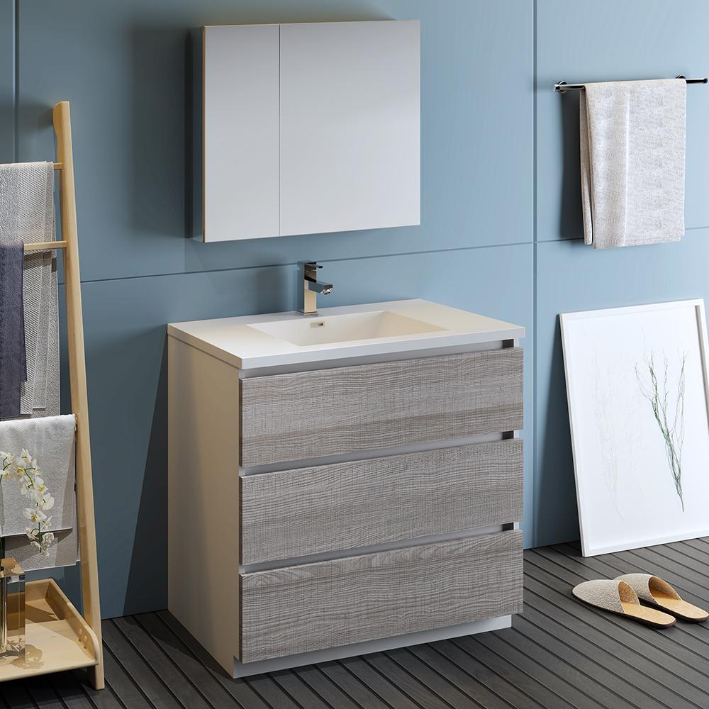 Fresca Lazzaro 36" Free Standing Modern Bathroom Vanity w/ Medicine Cabinet Vanity Fresca 