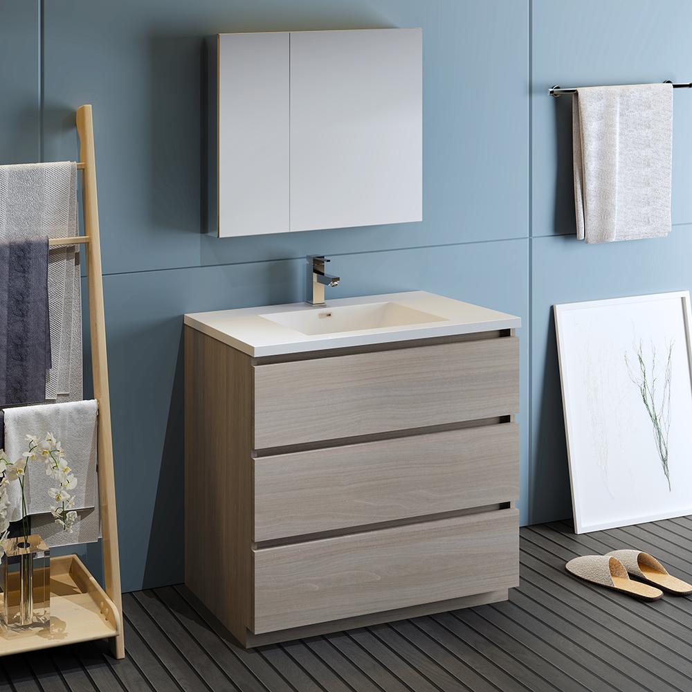 Fresca Lazzaro 36" Free Standing Modern Bathroom Vanity w/ Medicine Cabinet Vanity Fresca 