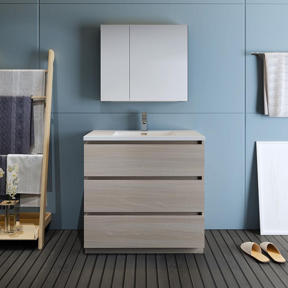 Fresca Lazzaro 36" Free Standing Modern Bathroom Vanity w/ Medicine Cabinet Vanity Fresca 