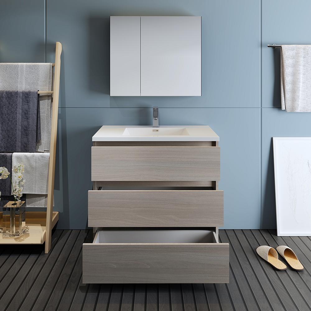 Fresca Lazzaro 36" Free Standing Modern Bathroom Vanity w/ Medicine Cabinet Vanity Fresca 