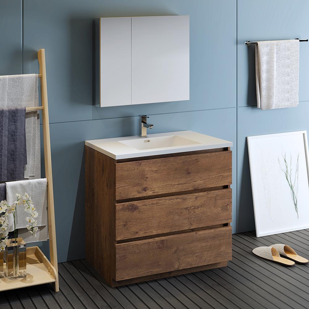 Fresca Lazzaro 36" Free Standing Modern Bathroom Vanity w/ Medicine Cabinet Vanity Fresca 