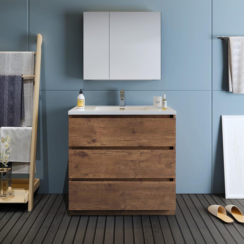 Fresca Lazzaro 36" Free Standing Modern Bathroom Vanity w/ Medicine Cabinet Vanity Fresca 