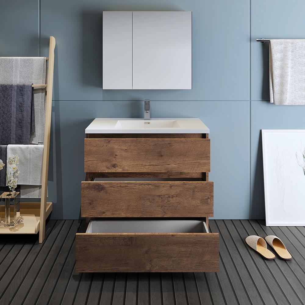 Fresca Lazzaro 36" Free Standing Modern Bathroom Vanity w/ Medicine Cabinet Vanity Fresca 