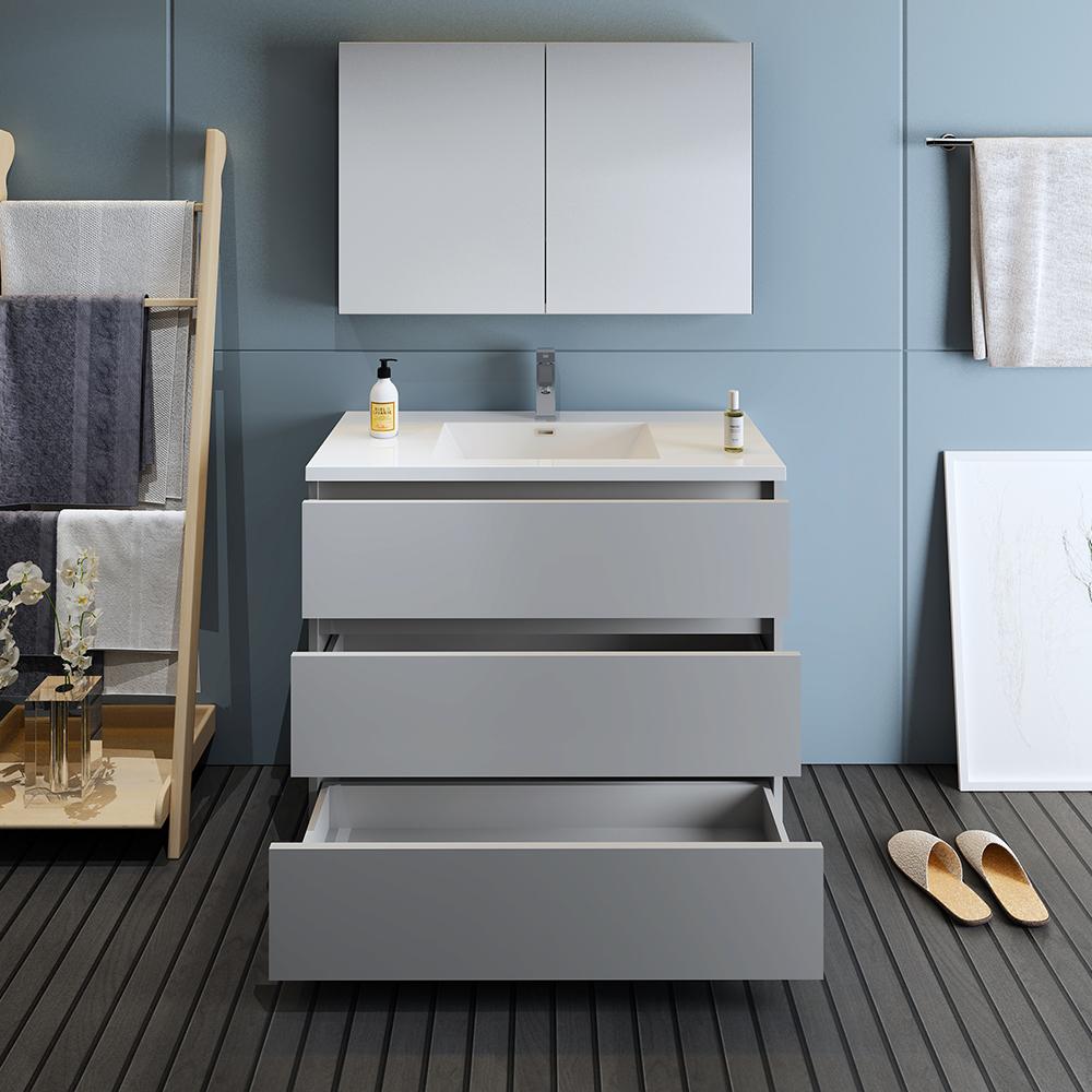 Fresca Lazzaro 42" Free Standing Modern Bathroom Vanity w/ Medicine Cabinet Vanity Fresca 