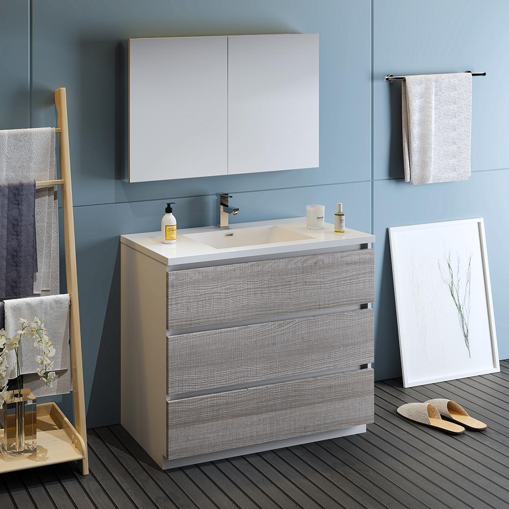 Fresca Lazzaro 42" Free Standing Modern Bathroom Vanity w/ Medicine Cabinet Vanity Fresca 