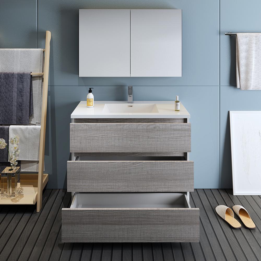 Fresca Lazzaro 42" Free Standing Modern Bathroom Vanity w/ Medicine Cabinet Vanity Fresca 