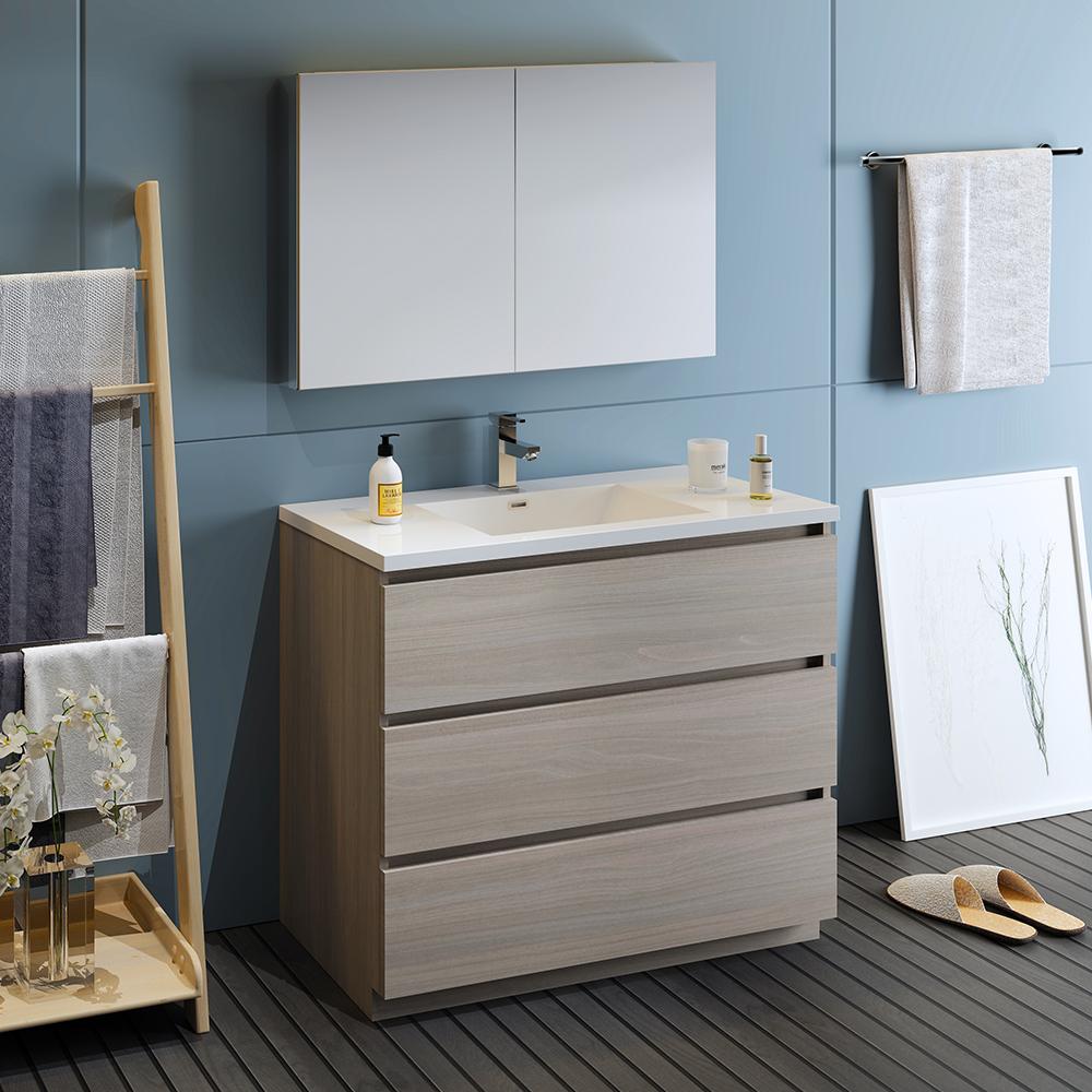 Fresca Lazzaro 42" Free Standing Modern Bathroom Vanity w/ Medicine Cabinet Vanity Fresca 