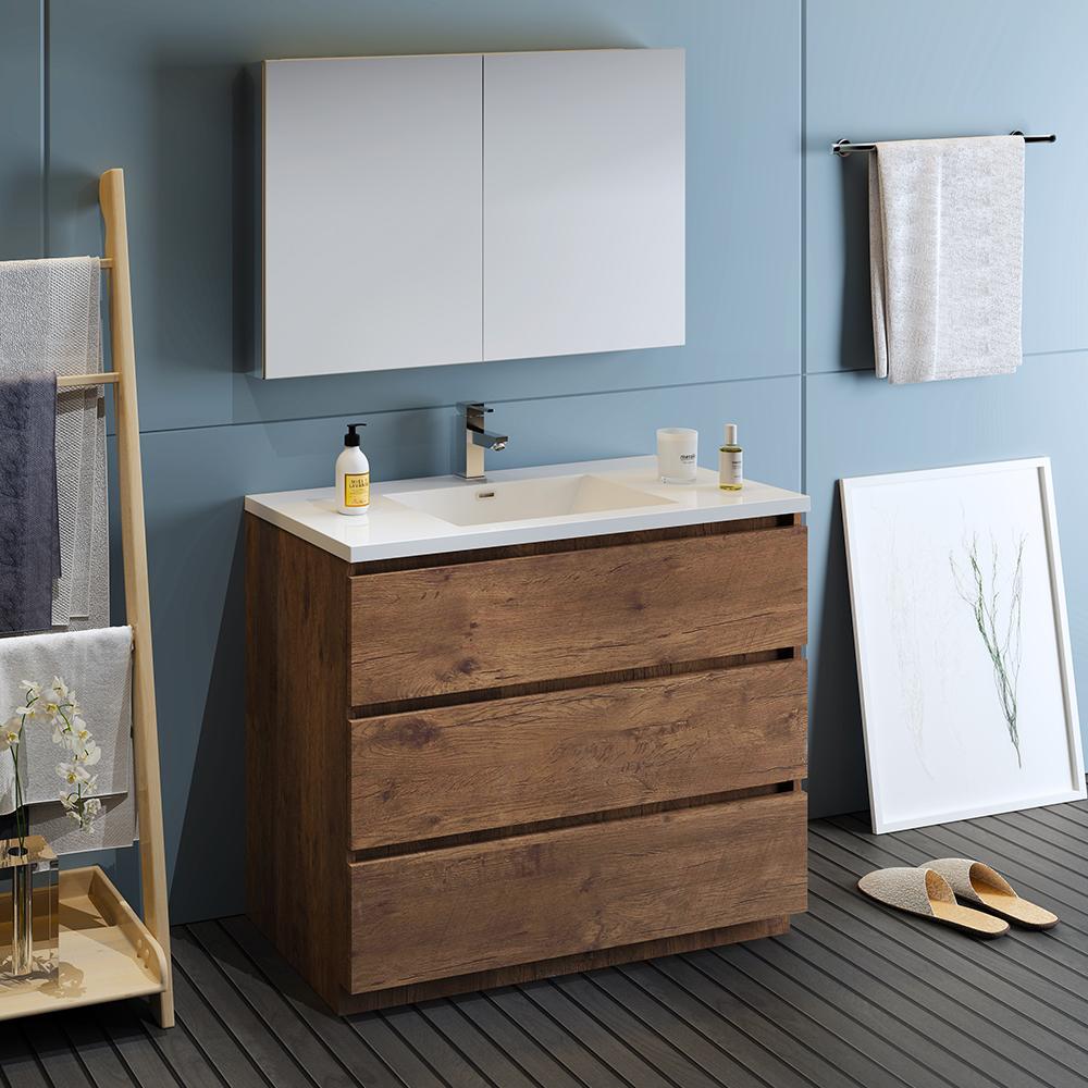 Fresca Lazzaro 42" Free Standing Modern Bathroom Vanity w/ Medicine Cabinet Vanity Fresca 