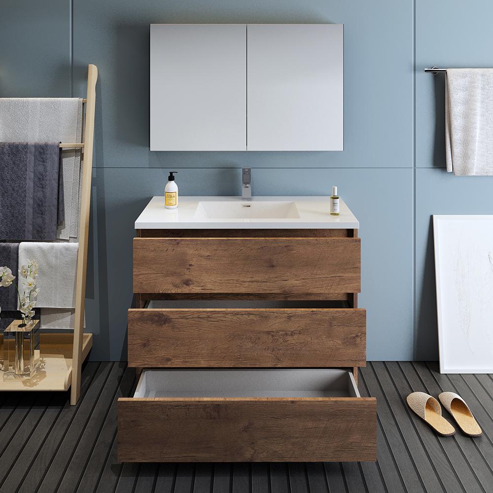 Fresca Lazzaro 42" Free Standing Modern Bathroom Vanity w/ Medicine Cabinet Vanity Fresca 