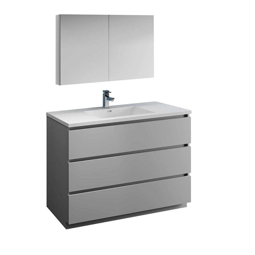 Fresca Lazzaro 48" Free Standing Modern Bathroom Vanity w/ Medicine Cabinet Vanity Fresca Gray 