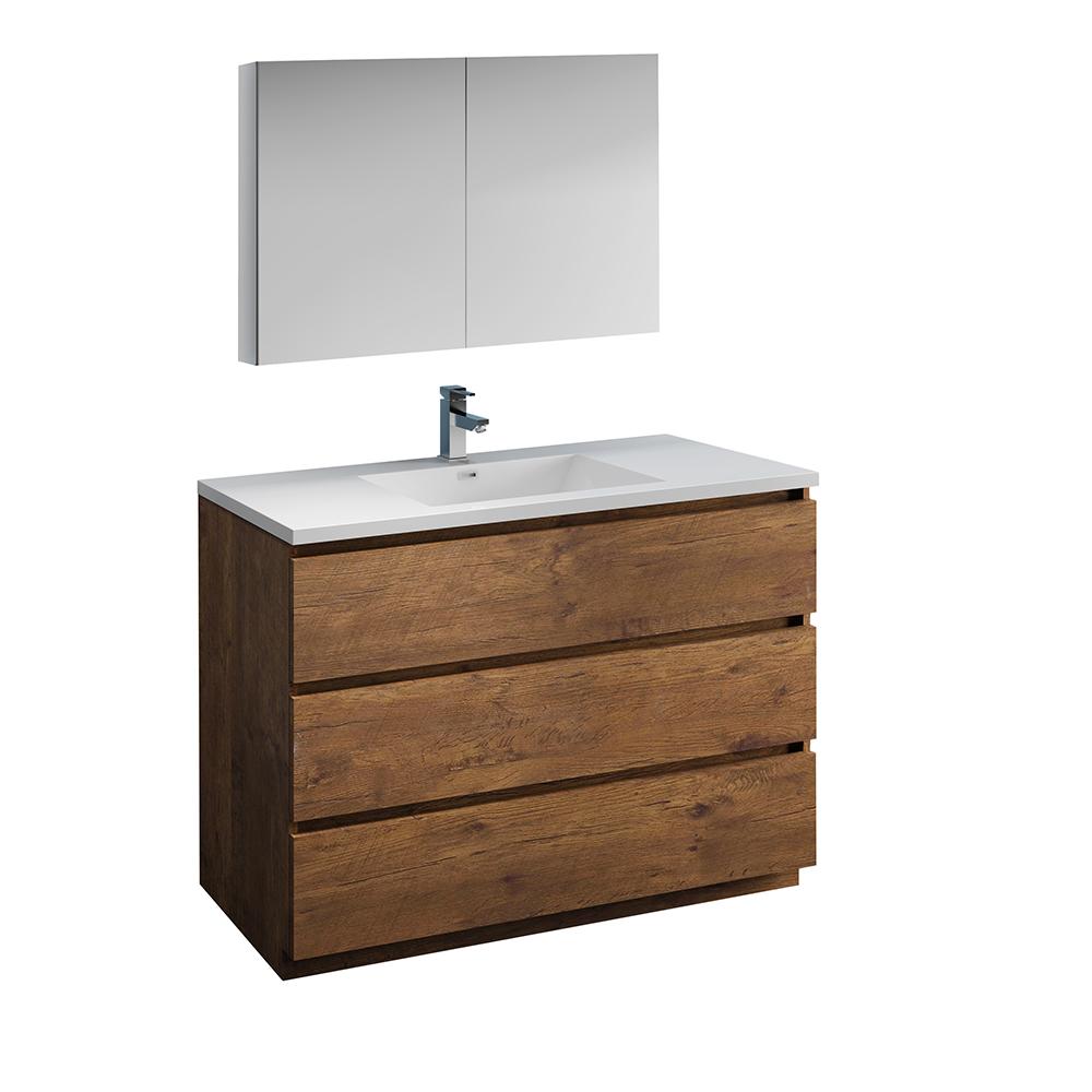 Fresca Lazzaro 48" Free Standing Modern Bathroom Vanity w/ Medicine Cabinet Vanity Fresca Rosewood 